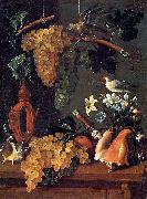 Juan de Espinosa Still-Life with Grapes, Flowers and Shells